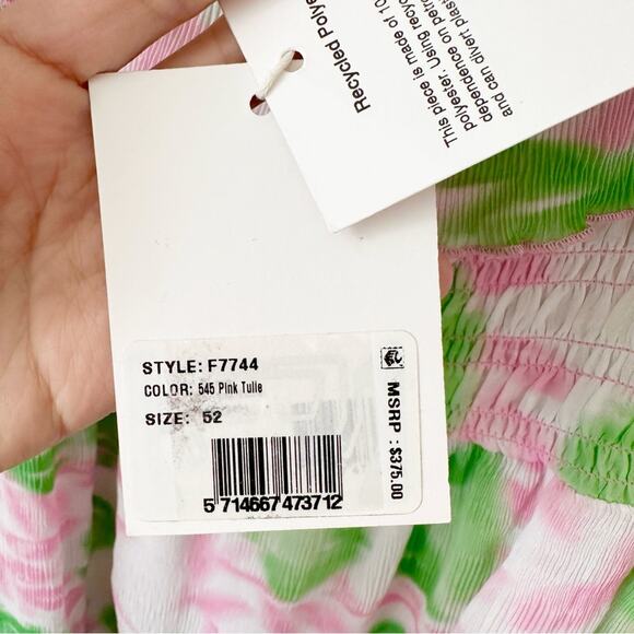 NWT Ganni Pleated Georgette Smocked Midi Dress in Pink Tulle sz 52 fits 2X - Picture 8 of 9